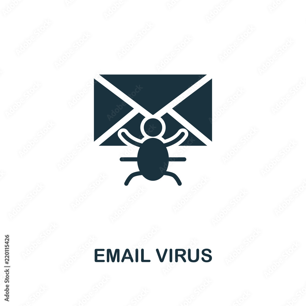Poster email virus icon. monochrome style design from internet security icon collection. ui. pixel perfect 
