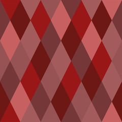 Seamless pattern of rhombuses of burgundy and red hues.