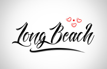 long beach city design typography with red heart icon logo