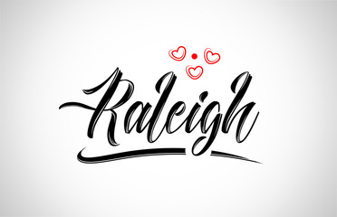 raleigh city design typography with red heart icon logo