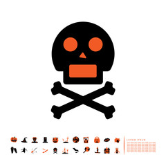 skull head icon flat design