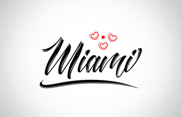 miami city design typography with red heart icon logo