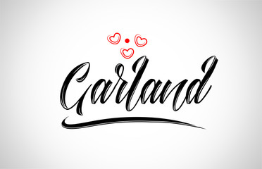 garland city design typography with red heart icon logo