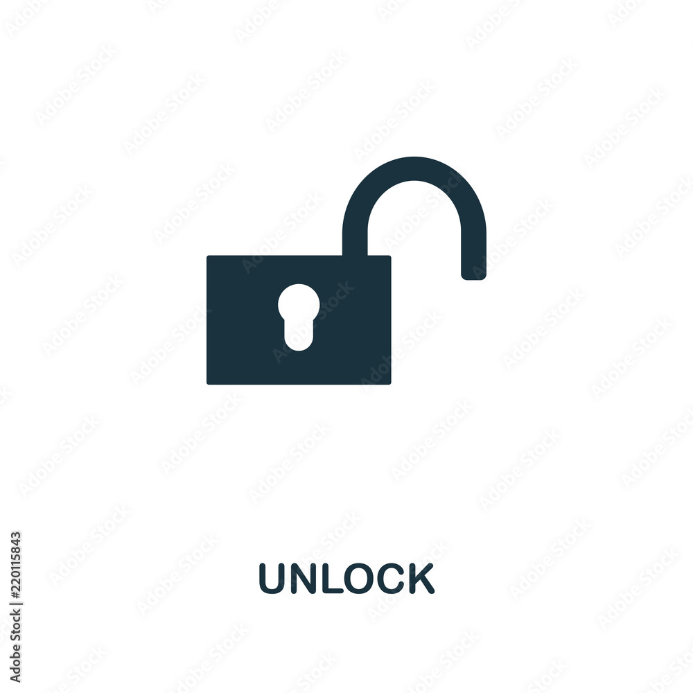 Poster unlock icon. monochrome style design from internet security icon collection. ui. pixel perfect simpl