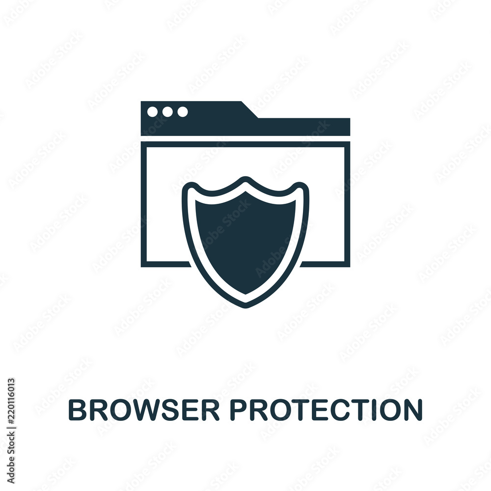 Poster browser protection icon. monochrome style design from internet security icon collection. ui. pixel p