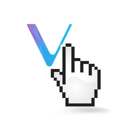 VeChain Cryptocurrency Coin Sign Hand Cursor Click Isolated