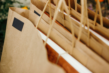 Paper bags. Packages from the craft.