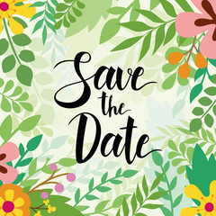 Save the day card Design with a floral frame