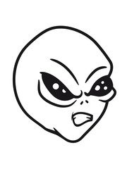 Obraz premium gesicht wütend alien ausserirdischer weltall ufo weltraum besucher grau grey grusselig entführen monster böse comic cartoon clipart