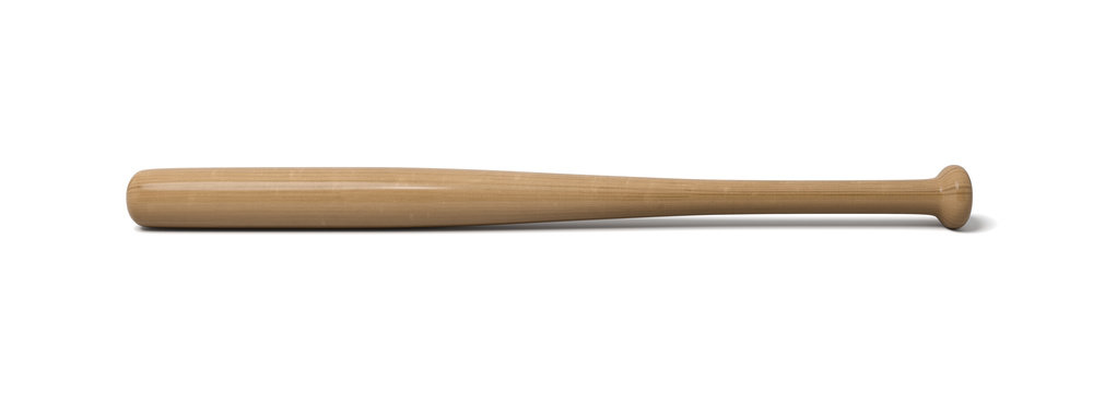 3d rendering of a single wooden baseball bat with polish finishing isolated on a white background.