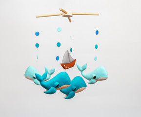 Baby crib mobile - kids toys, on white background