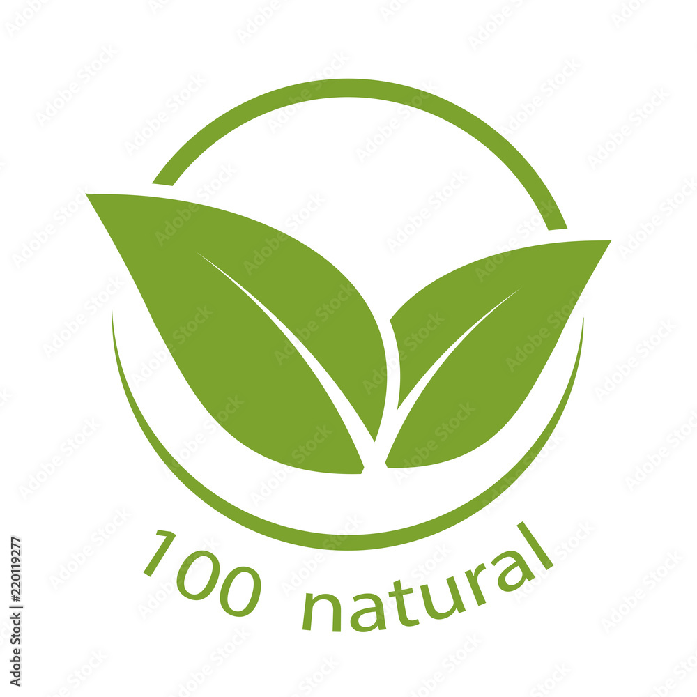 Wall mural 100 percent natural label. Vector illustration.