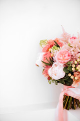 Wedding flowers, bridal bouquet closeup.
