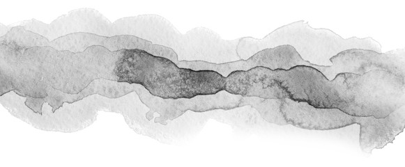 Gray watercolor colorless ink spot on paper