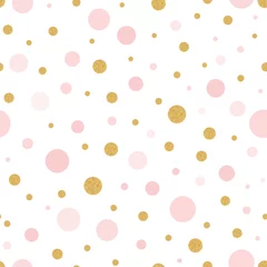 Tapeten Vektor nahtlose Muster gold rosa Tupfen für Weihnachten Hintergrund oder Baby-Dusche-Textil auf weiß © Tani Kuzminka