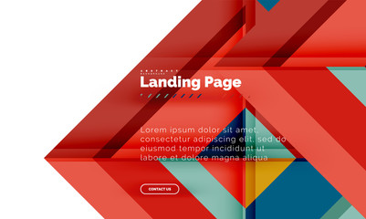 Square shape geometric abstract background, landing page web design template