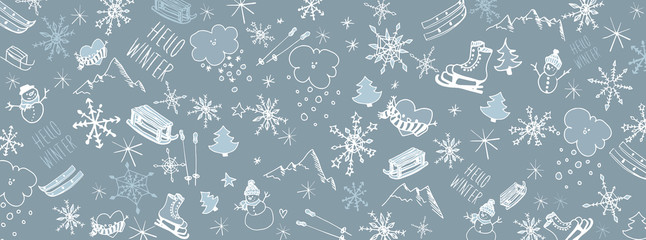 Winter doodles background