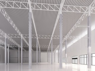 sketch design of interior warehouse, 3d rendering