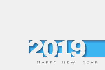 2019 happy new year, abstract design 3d, Vector white paper. vector illustration - 220125081