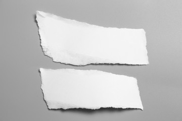 white torn paper on gray background. collection paper rip
