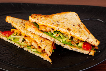 Club sandwich with chicken
