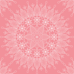 Seamless pattern with mandala ornament. Hand drawn vector illustration