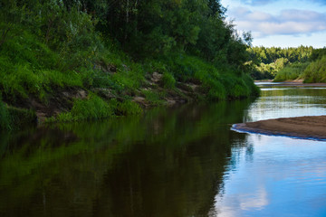 Inflow from the river, sandy beach