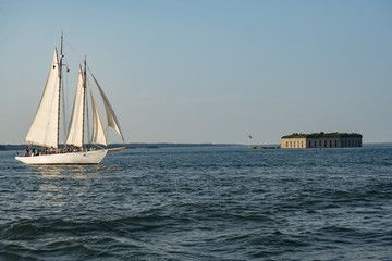 a Tall ship in the Casco Bay in Portland, Maine