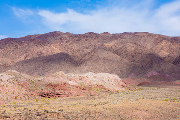 the landscape of a stone desert with hills, the mountains of Genghis Khan, the Altyn-Emel National Park in Kazakhstan