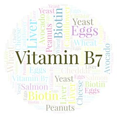 Fototapeta premium Vitamin B7 in a circle shape word cloud.