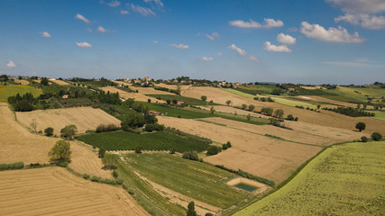 Panorama of the countryside in Coriano, Emilia Romagna countryside, Italy