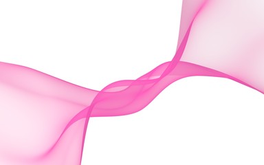 Abstract pink wave. Raster air background. Bright pink ribbon on white background. Pink scarf. Abstract smoke. 3D illustration