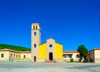 Fototapeta na wymiar Square and small church in sardinian village