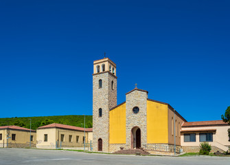 Square and small church in sardinian village