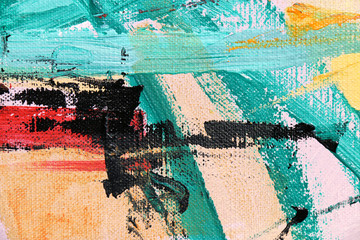 Art abstract background. Acrylic on canvas. Splashing brushstrokes of paint.
