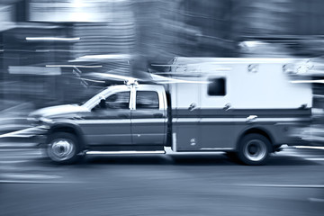 Fototapeta na wymiar ambulance on emergency call
