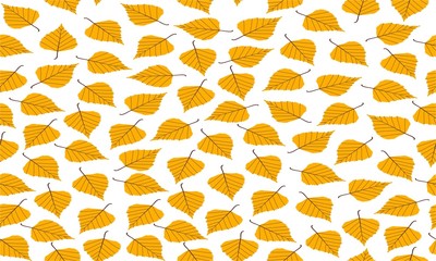 Seamless vector background with fall birch leaves. Elegant modern autumn  pattern. 