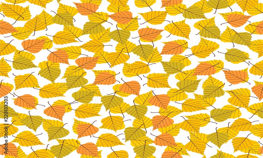 Poster seamless vector background with fall birch leaves. elegant modern autumn pattern.