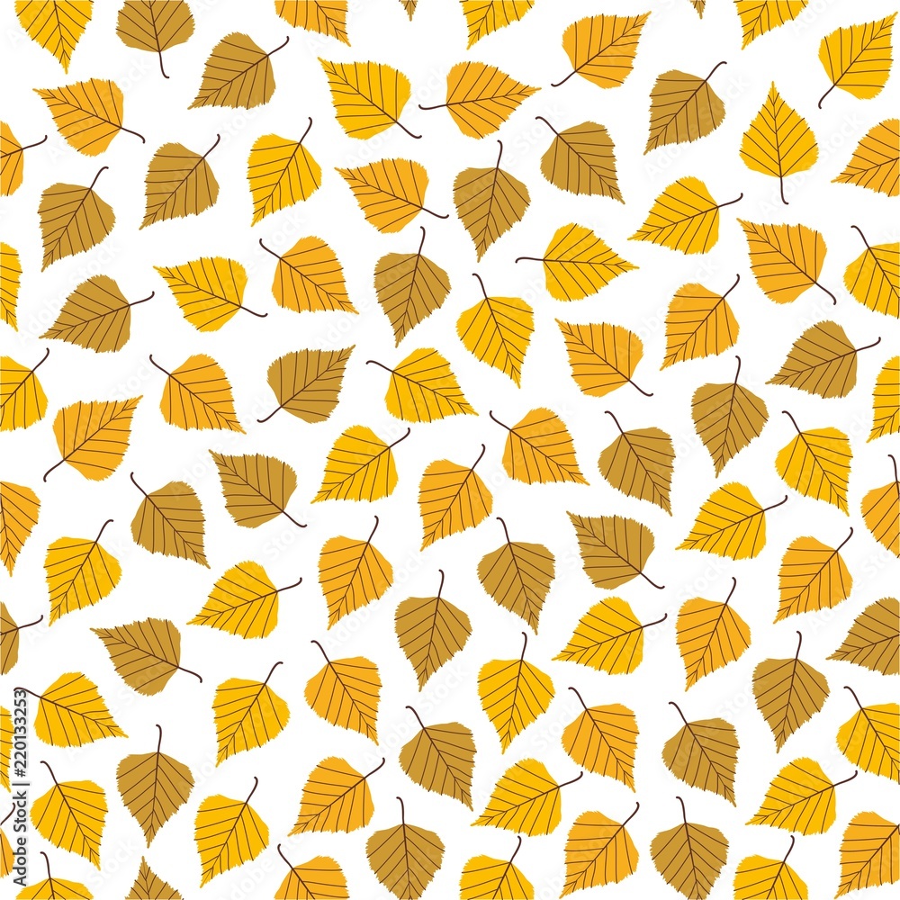 Poster seamless vector background with fall birch leaves. elegant modern autumn pattern.