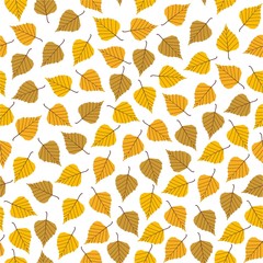 Seamless vector background with fall birch leaves. Elegant modern autumn  pattern. 