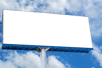 Billboard blank with blue sky for outdoor advertising poster