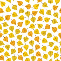 Seamless vector background with fall birch leaves. Elegant modern autumn  pattern. 