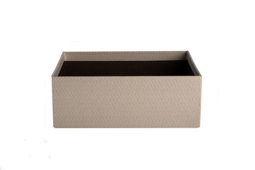 Present or gift box with white ribbon bow isolated on a white background. Birthday, valentine or...
