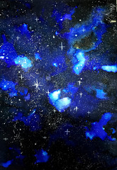 blue galaxy watercolor illustration
