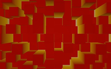 Abstract red elegant cube geometric background. Chaotically advanced rectangular bars. 3D Rendering, 3D illustration