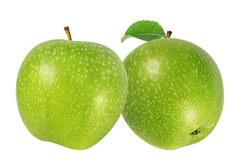 Fresh green apple isolated on white background with clipping path