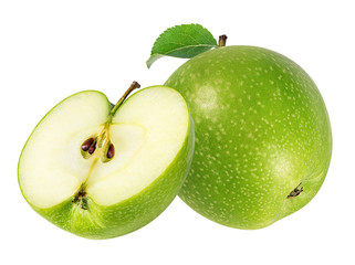 Fresh green apple isolated on white background with clipping path