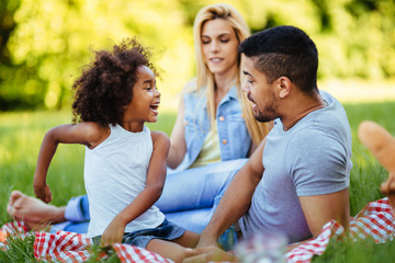 Happy family having fun time on picnic