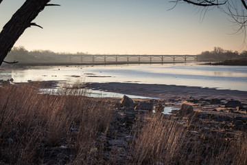 Early morning river bridge