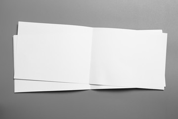 Blank portrait mock-up paper. brochure magazine isolated on gray, changeable background / white paper isolated on gray